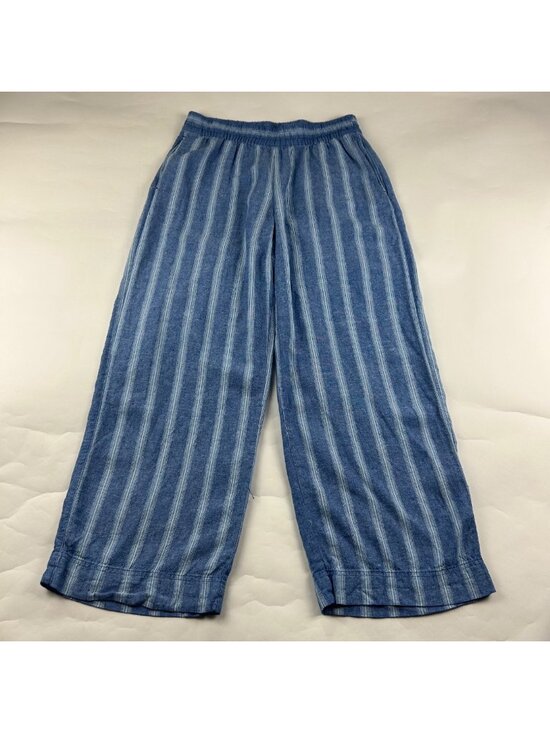 Old Navy Pants - Old Navy Bright Blue Striped Linen Blend High Rise Wide Leg Lounge Pant M
